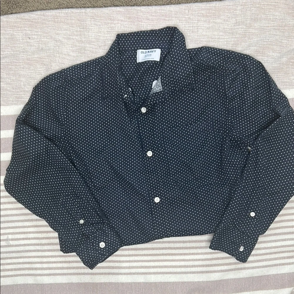 Old Navy Blue and White Casual Button Down Shirt